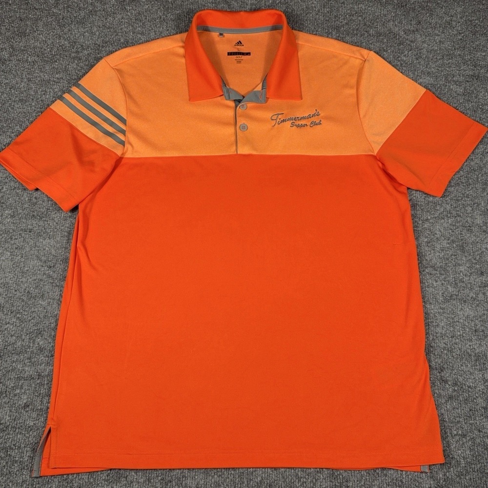 Adidas Golf 3 Stripes Polo Shirt Mens Large Orange Performance